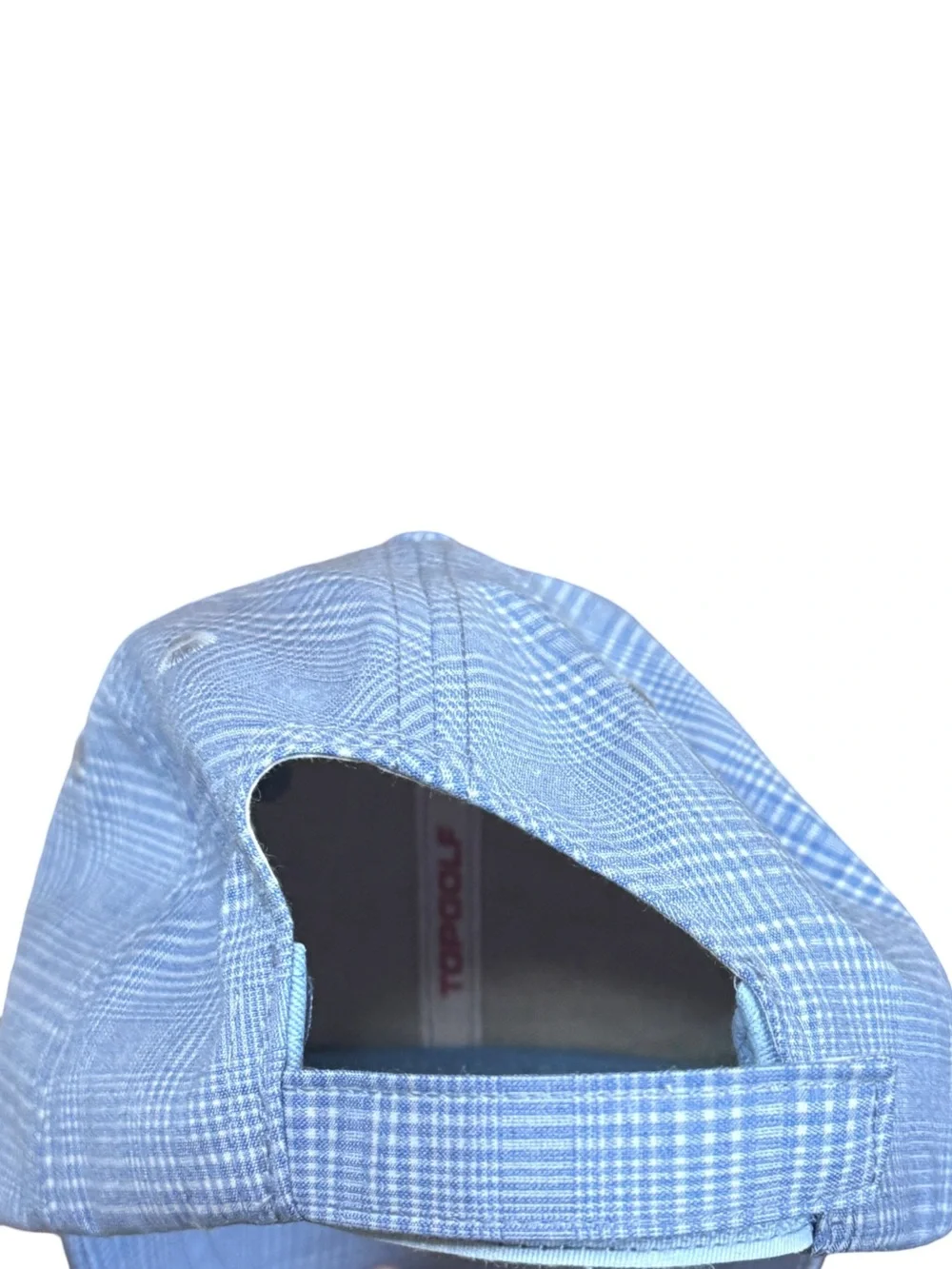 Topgolf Blue Plaid Cap with Pink Script Logo